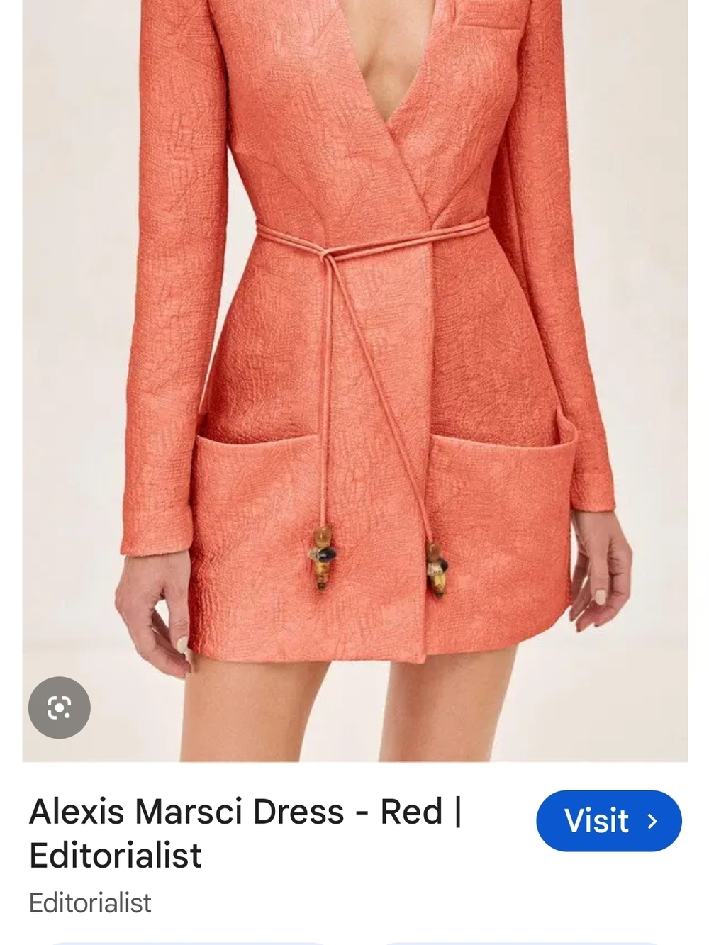 Alexis Coral Textured Wrap Mini Dress NWT